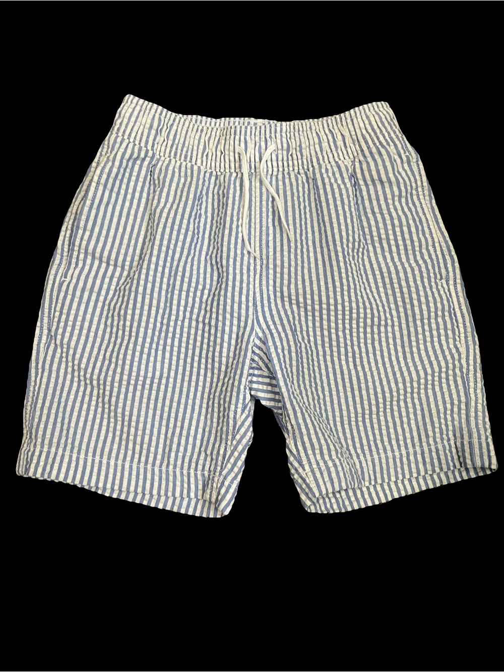 Crewcuts Blue and White Seersucker Drawstring Shorts